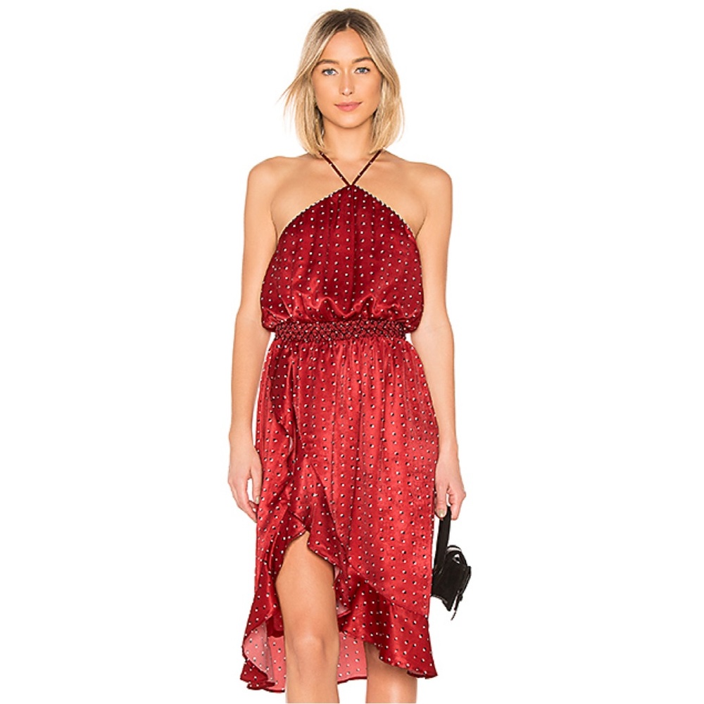 NEW House of Harlow Rave Dot Dress Red Small C56